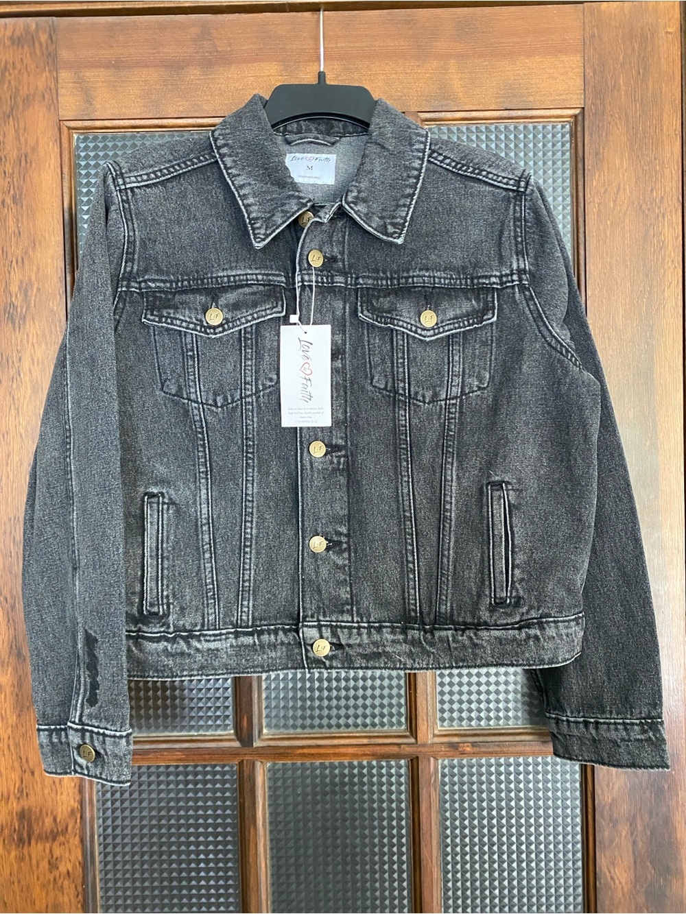 Love in Faith women's Jesus is King black denim jacket